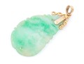 14k Yellow Gold Striking Green And White Nephrite Jade Pendant