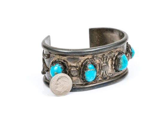 Sterling Silver Chunky Southwestern Motif Cuff Bracelet