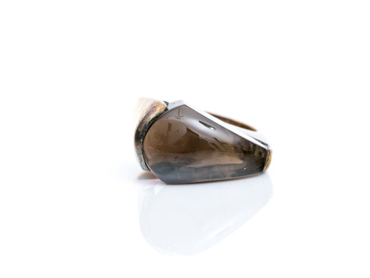 Sterling Silver Vermeil Contemporary Fantasy Cut Smoky Quartz Ring, Size 5