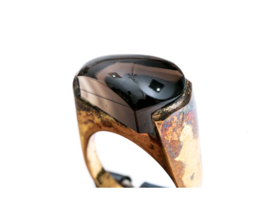 Sterling Silver Vermeil Contemporary Fantasy Cut Smoky Quartz Ring, Size 5