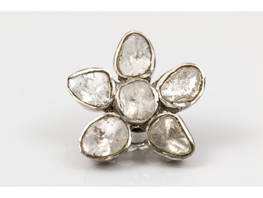 Sterling Silver Beautiful Macle Cut Diamond Flower Motif Earrings