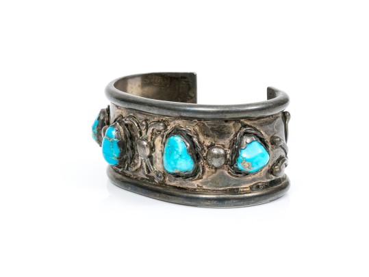 Sterling Silver Chunky Southwestern Motif Cuff Bracelet