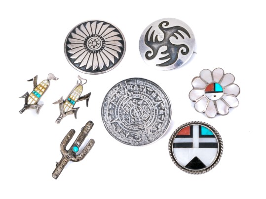 Lot Of Fun Southwestern Motif Sterling Silver Jewelry Pieces