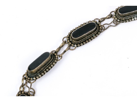 Vintage Black Wood And Gold Plated Impactful Chunky Opera Length Necklace