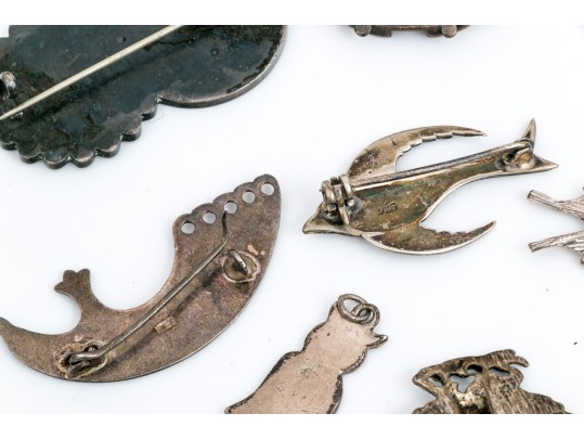 Sterling Silver And 800 Silver Collection Of Assorted Bird Motif Jewelry Pieces