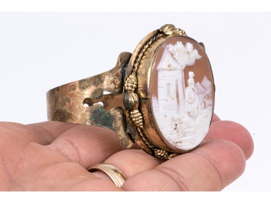 Antique Beautiful Delicate Gold Filled Cameo Motif Bracelet