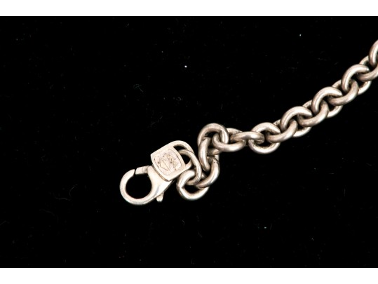 Sterling Silver Lovely Mother-of-pearl Flower Pendant, On Chunky Curb Chain