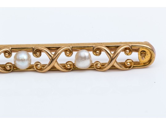 14k Yellow Gold Lovely Vintage Cultured Freshwater Pearl And 'X
