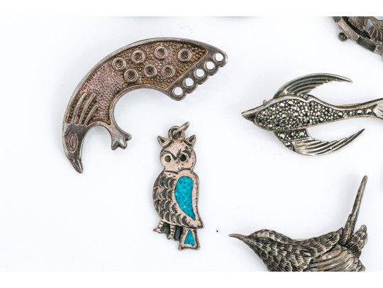 Sterling Silver And 800 Silver Collection Of Assorted Bird Motif Jewelry Pieces