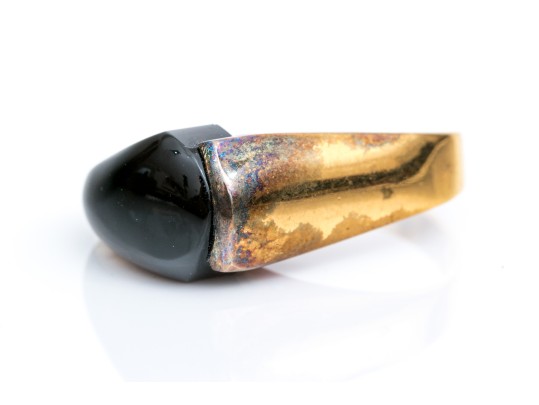 Sterling Silver Vermeil Contemporary Fantasy Cut Smoky Quartz Ring, Size 5