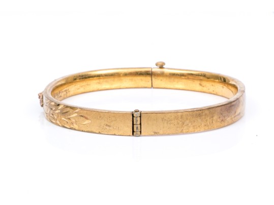 Gold Filled Pretty Vintage Hinged Bangle Bracelet
