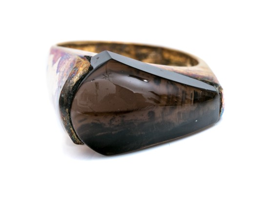 Sterling Silver Vermeil Contemporary Fantasy Cut Smoky Quartz Ring, Size 5