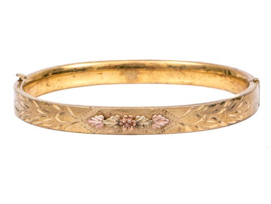 Gold Filled Pretty Vintage Hinged Bangle Bracelet