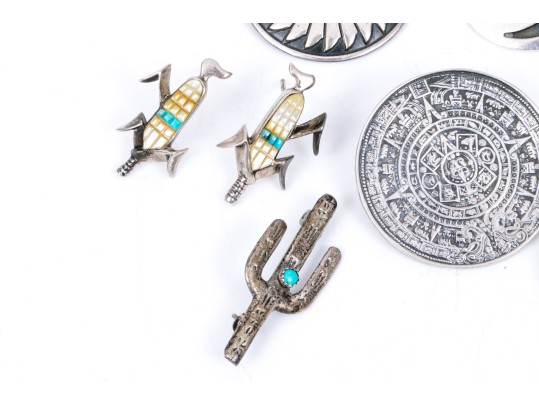 Lot Of Fun Southwestern Motif Sterling Silver Jewelry Pieces