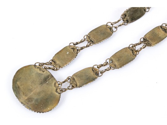 Vintage Black Wood And Gold Plated Impactful Chunky Opera Length Necklace