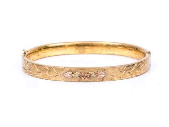 Gold Filled Pretty Vintage Hinged Bangle Bracelet