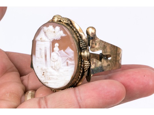 Antique Beautiful Delicate Gold Filled Cameo Motif Bracelet