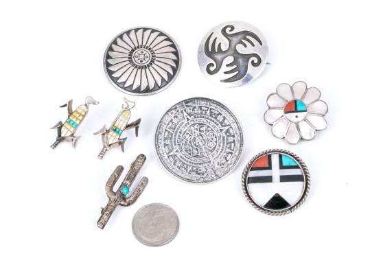 Lot Of Fun Southwestern Motif Sterling Silver Jewelry Pieces