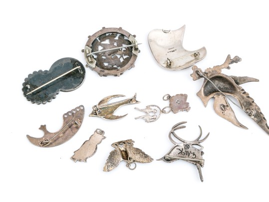 Sterling Silver And 800 Silver Collection Of Assorted Bird Motif Jewelry Pieces