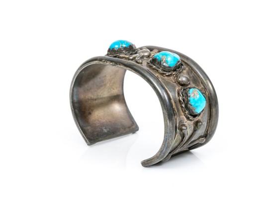 Sterling Silver Chunky Southwestern Motif Cuff Bracelet