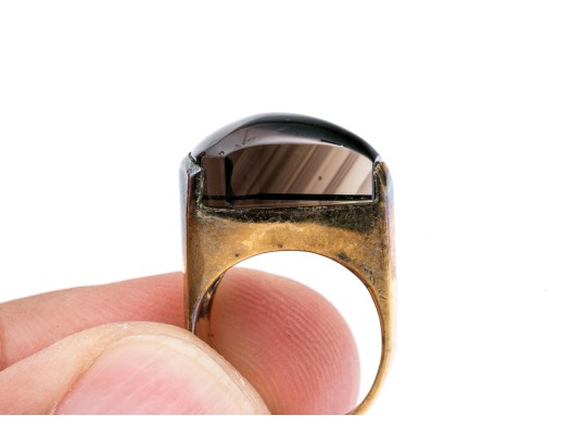 Sterling Silver Vermeil Contemporary Fantasy Cut Smoky Quartz Ring, Size 5