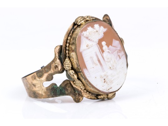 Antique Beautiful Delicate Gold Filled Cameo Motif Bracelet