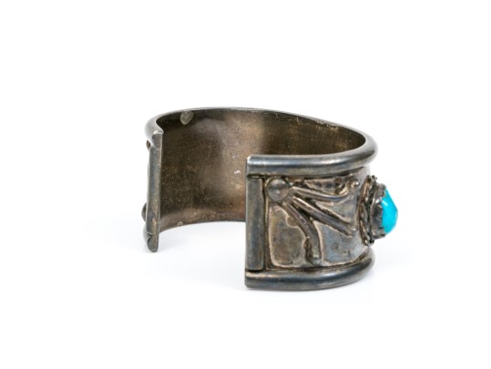 Sterling Silver Chunky Southwestern Motif Cuff Bracelet