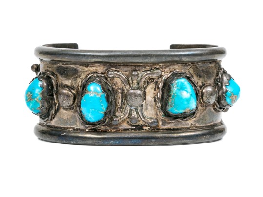 Sterling Silver Chunky Southwestern Motif Cuff Bracelet