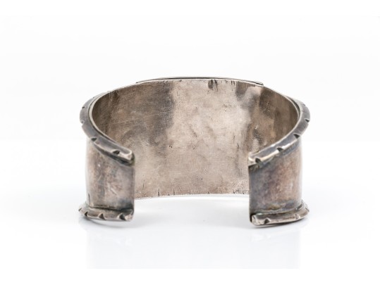 Sterling Silver Three Stone, Rope Edged Southwestern Style Cuff Bracelet