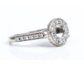 18k White Gold Beautiful Chased Diamond Set Halo Semi Mount, App. 0.24 TCW, Size 5.25