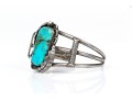 Sterling Silver And Feather Edged Turquoise Southwestern Style Cuff Bracelet