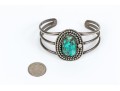 Sterling Silver And Rope Edged Turquoise Southwestern Style Cuff Bracelet