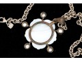 Sterling Silver Lovely Mother-of-pearl Flower Pendant, On Chunky Curb Chain