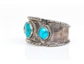 Sterling Silver Three Stone, Rope Edged Southwestern Style Cuff Bracelet