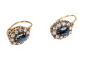 14k Yellow Gold Striking Vintage Blue And White Sapphire Halo Earrings