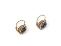 14k Yellow Gold Striking Vintage Blue And White Sapphire Halo Earrings