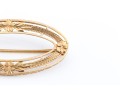 14k Yellow Gold Pretty Vintage Oval Chased And Floral Motif Brooch