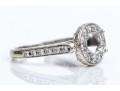 18k White Gold Beautiful Chased Diamond Set Halo Semi Mount, App. 0.24 TCW, Size 5.25