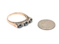14k Gold Striking Vintage Sapphire And Diamond Band Ring, Size 8.75