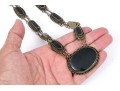 Vintage Black Wood And Gold Plated Impactful Chunky Opera Length Necklace