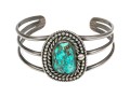 Sterling Silver And Rope Edged Turquoise Southwestern Style Cuff Bracelet