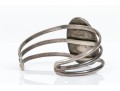 Sterling Silver And Rope Edged Turquoise Southwestern Style Cuff Bracelet