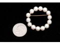 14k Yellow Gold Classic 5.5 Mm Cultured Pearl Circle Brooch