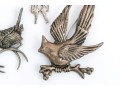 Sterling Silver And 800 Silver Collection Of Assorted Bird Motif Jewelry Pieces