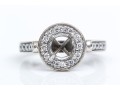 18k White Gold Beautiful Chased Diamond Set Halo Semi Mount, App. 0.24 TCW, Size 5.25