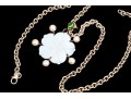 Sterling Silver Lovely Mother-of-pearl Flower Pendant, On Chunky Curb Chain