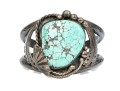 Dee Morris Sterling Rope And Fan Edged Turquoise Southwestern Style Cuff Bracelet