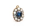 14k Yellow Gold Striking Vintage Blue And White Sapphire Halo Earrings