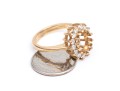 14k Yellow Gold 9x7 Oval Moissanite Halo Semi Mount Ring, Size 6.5