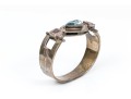 Sterling Spectacular Chunky Contemporary Free Form Blue Topaz And Amethyst Bangle Bracelet